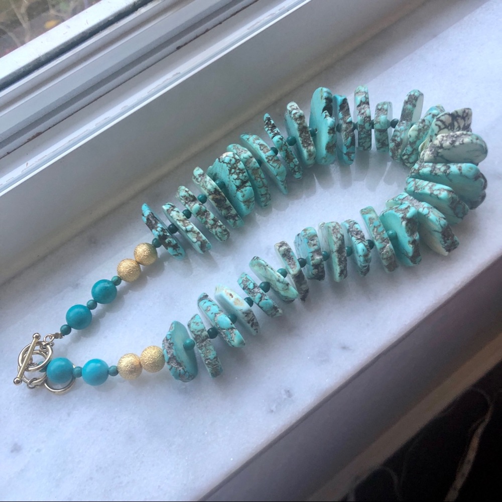 Turquoise Slice Statement Necklace (Artisan) - image 5